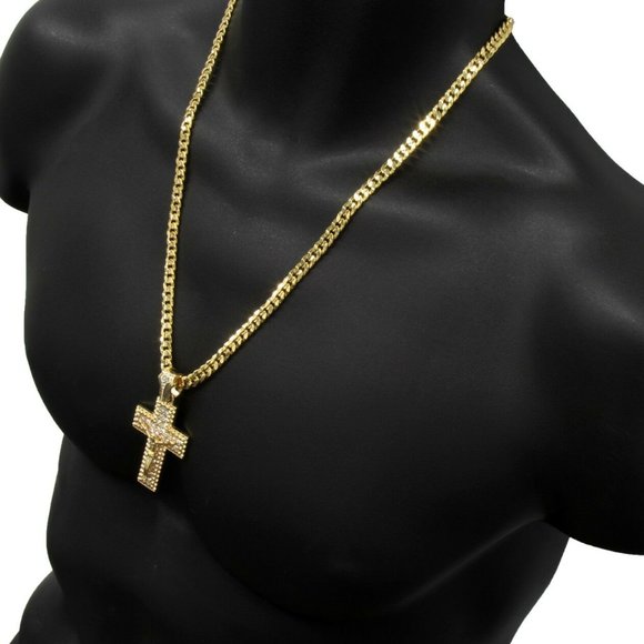 Iced Out 14k Gold Jesus Cross Pendant 24